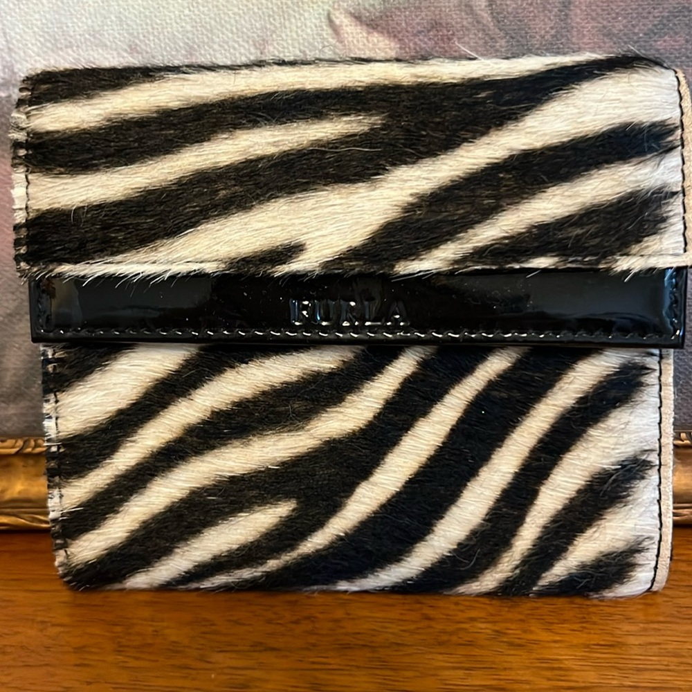 EUC Furla zebra print wallet
